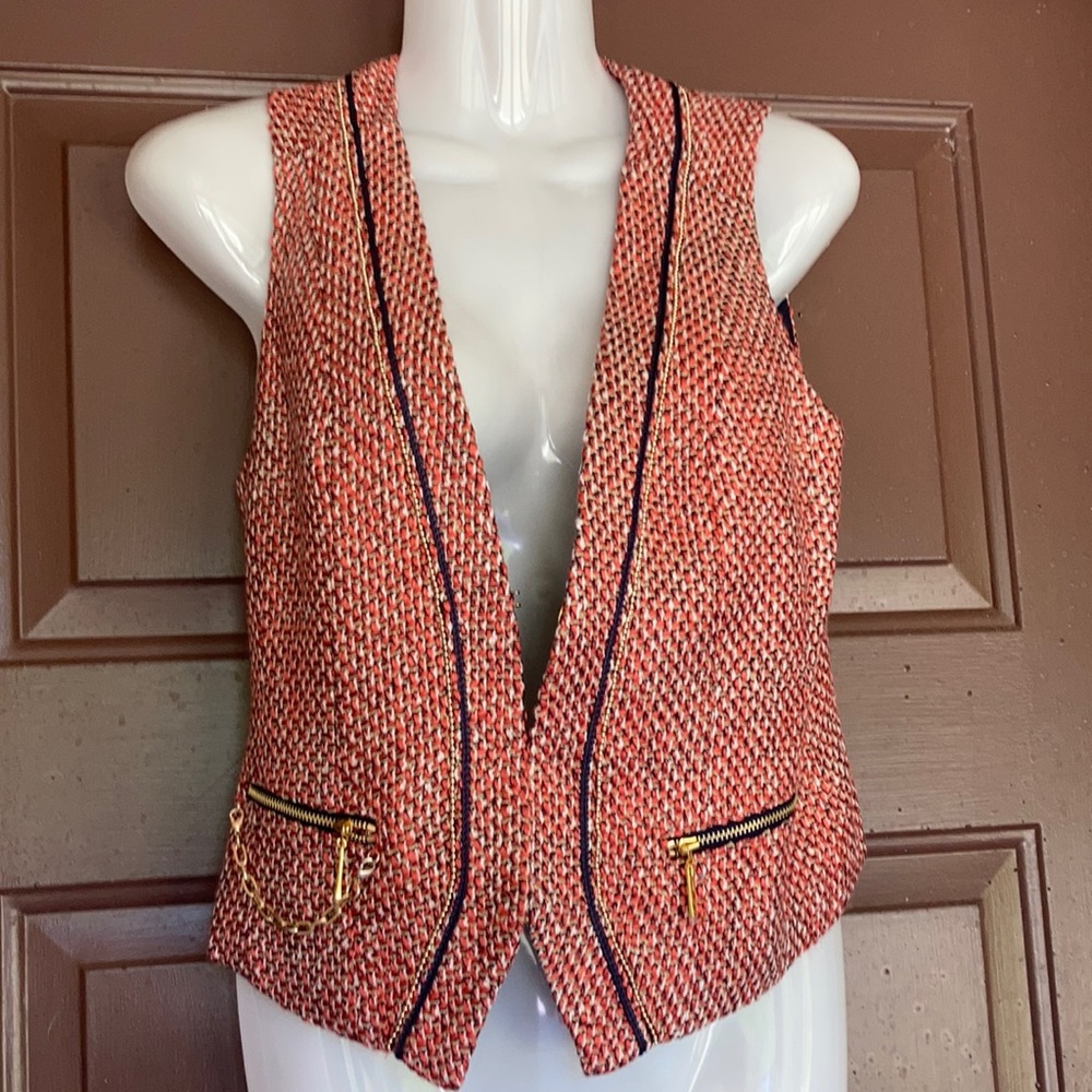 cache Tweed vest with gold embellishments